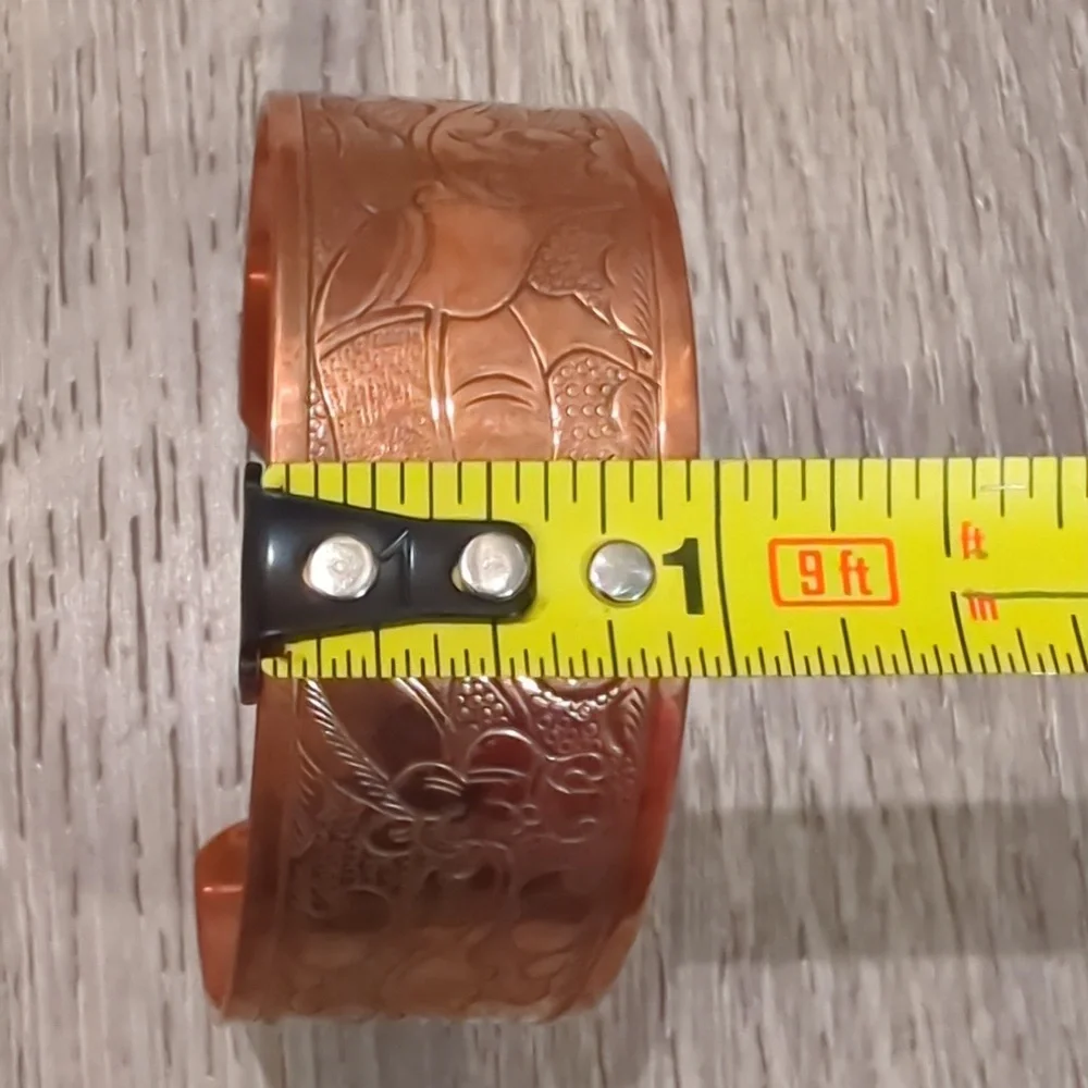Vintage Copper Ethnic Story Etched Cuff